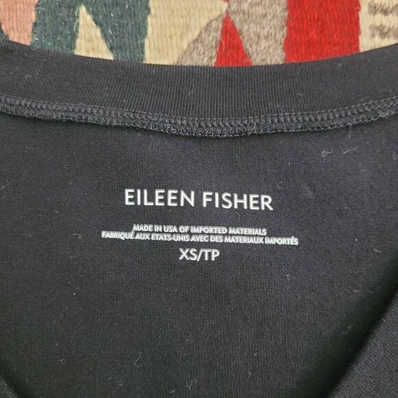 Eileen Fisher Tunic Top Womens XS Black Organic Cotton Mini Dress Minimalist - Picture 5 of 8